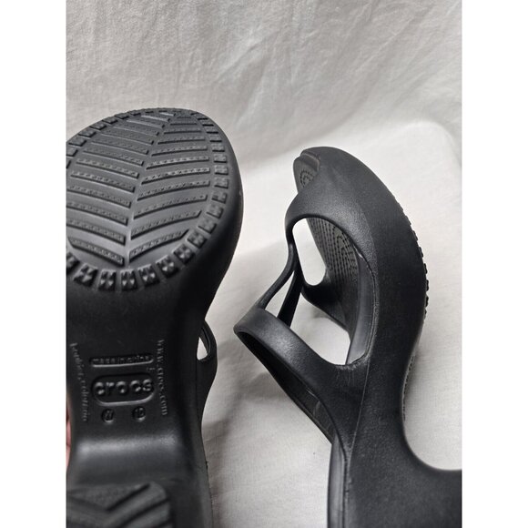 Women's Crocs Cyprus 3.5 Inch Heels Sandals Size 10 Black - Picture 5 of 10